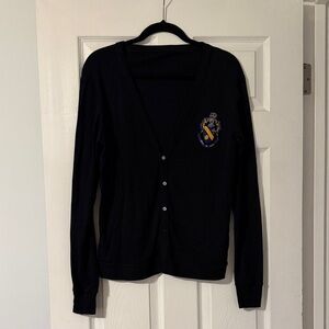 Black Cardigan Sweater with Theta Phi Alpha crest